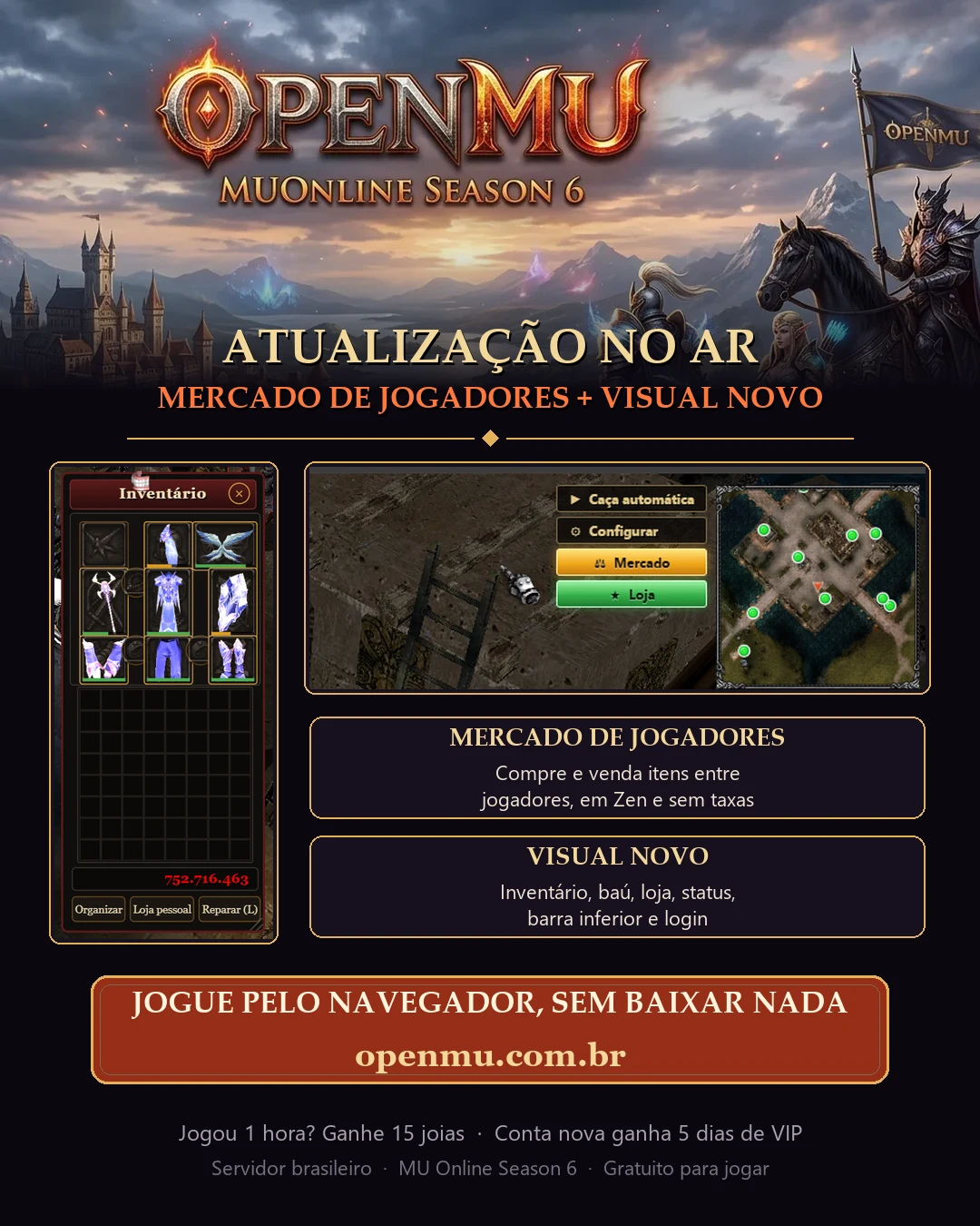 Atualização no ar: Mercado de jogadores e visual novo do OpenMU