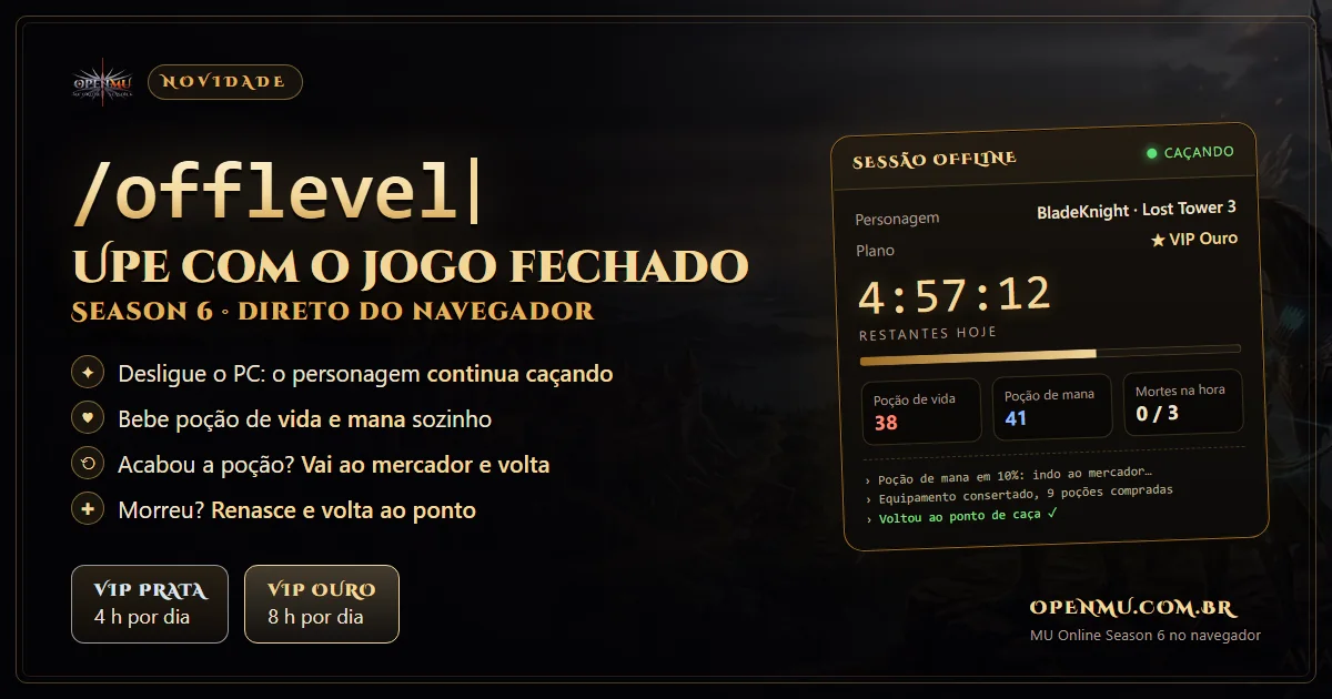 /offlevel on OpenMU: level up with the game closed